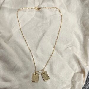 Gold Double Tag Pendant Necklace - Leo Women necklace